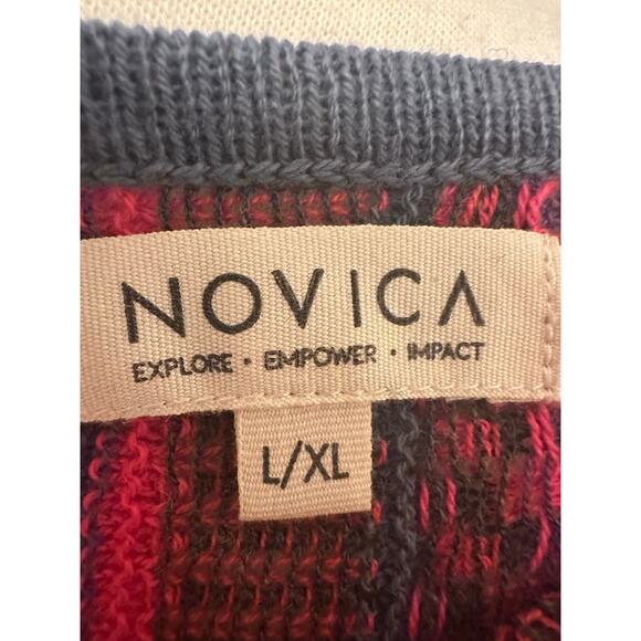 NWOT NOVICA Colorful Striped Alpaca Wool Blend Sweater “Fiesta Dance" Sz L/XL - Picture 6 of 6